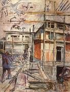 Edvard Munch Workroom building in winter oil painting artist
